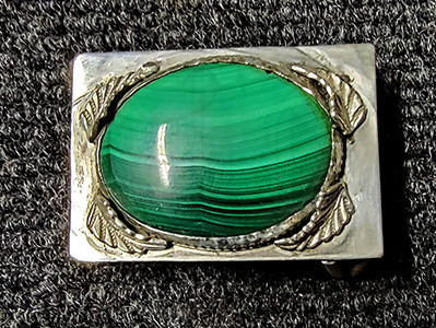 silver & Malachite  BELT BUCKLE2001878
